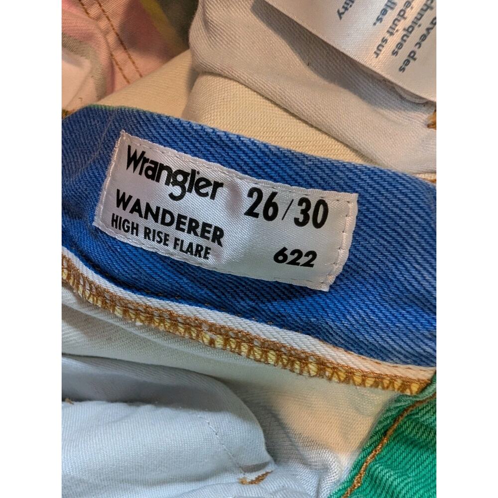Wrangler High Rise Flare Wanderer Jeans Multicolor Striped Denim SIZE 26/30 - Picture 7 of 12